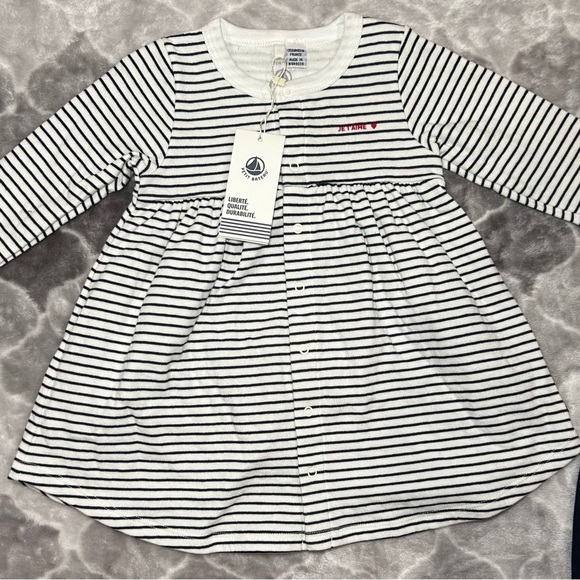 NWT PETIT BADEAU Baby Girl’s Long Sleeve Dress with Leggings- Multi/ Size 12M - Picture 3 of 14